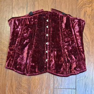 Dress Club International - Exclusive long velvet corset, red/maroon. Size 3XL